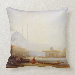Ansicht von Istanbul, 1864 (Öl auf Leinwand) Kissen