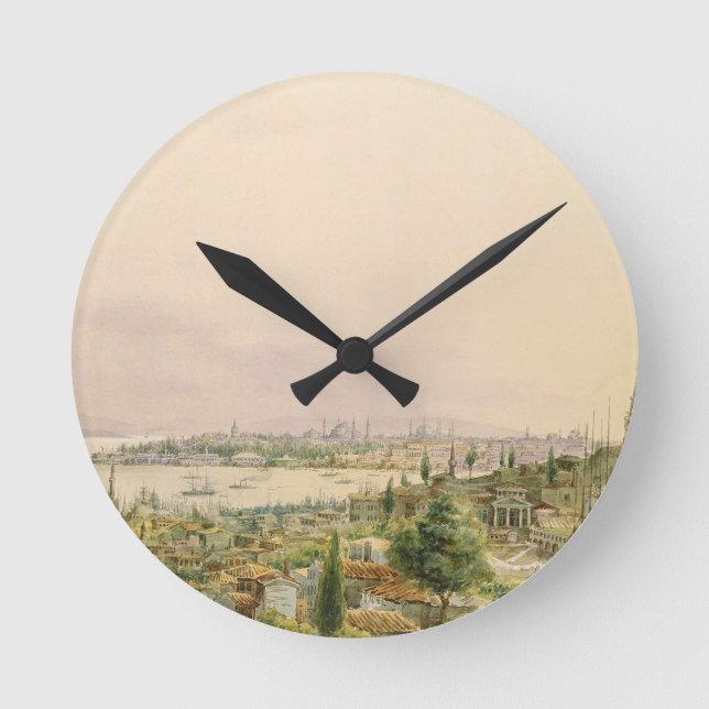 Ansicht von Konstantinopele von Pera Runde Wanduhr (Vorderseite)