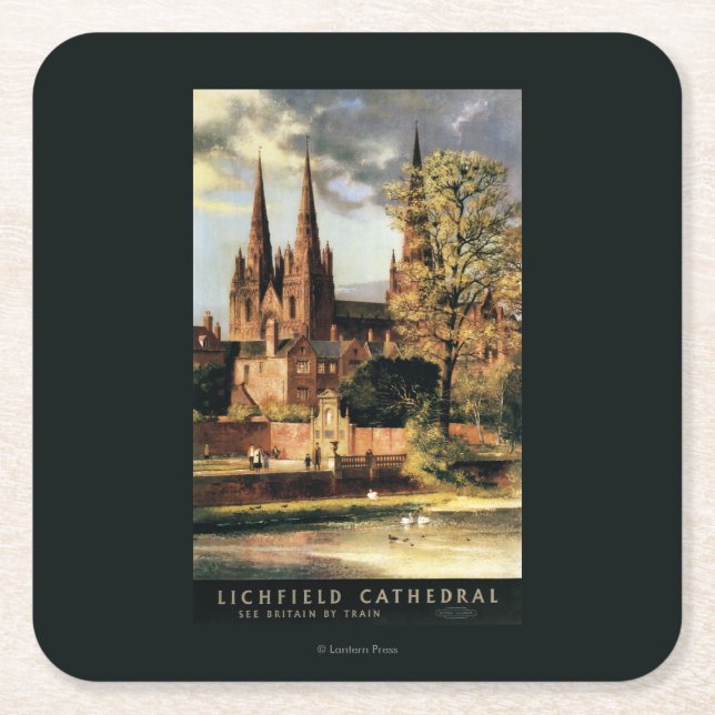 Ansicht von Lichfield Kathedrale Rechteckiger Pappuntersetzer (Vorderseite)