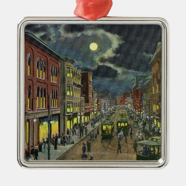 Ansicht von Lissabon-Straße nachts Ornament Aus Metall (Vorne)