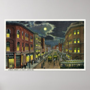 Ansicht von Lissabon-Straße nachts Poster