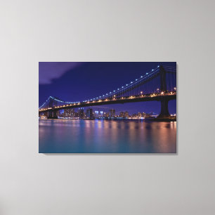 Ansicht von Manhattan-Brücke nachts Leinwanddruck