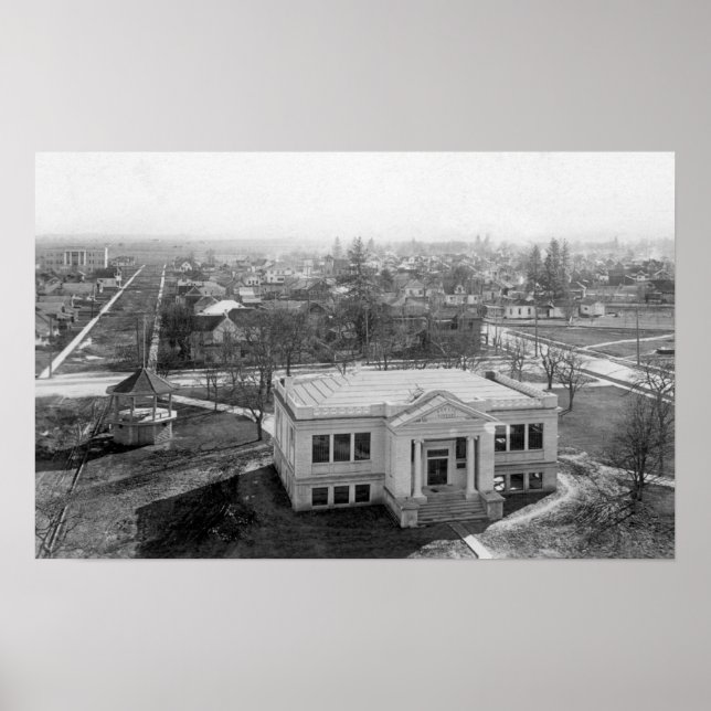 Ansicht von Medford, Oregon und Bibliotheksfotogra Poster (Vorne)