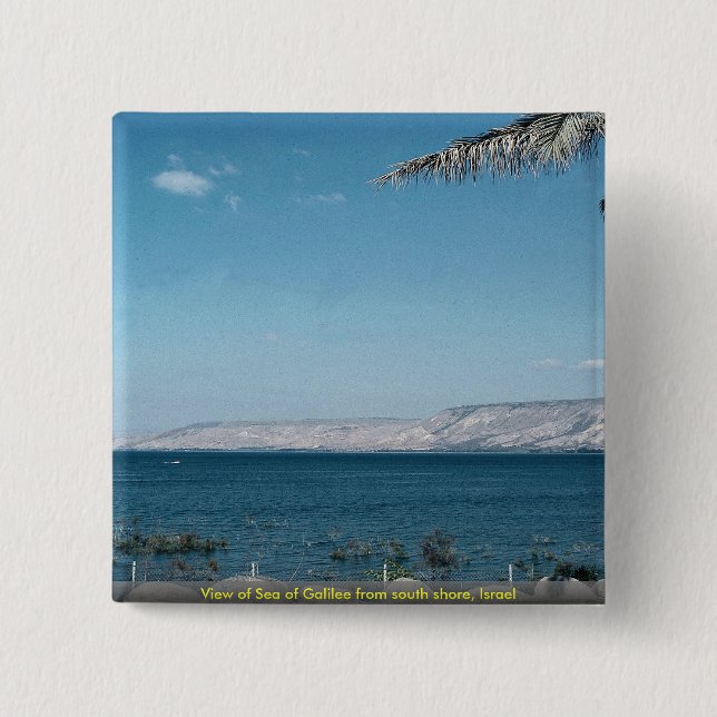 Ansicht von Meer von Galiläa vom Südufer, Israel Button (Vorderseite)