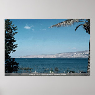 Ansicht von Meer von Galiläa vom Südufer, Israel Poster