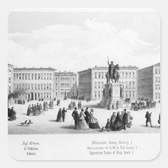 Ansicht von München, 1869 Quadratischer Aufkleber (Vorderseite)