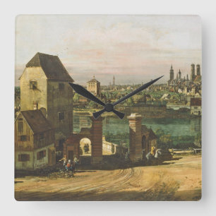 Ansicht von München, C. 1761 (Öl auf Leinwand) Quadratische Wanduhr
