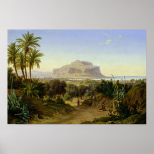 Ansicht von Palermo mit Berg Pellegrino Poster
