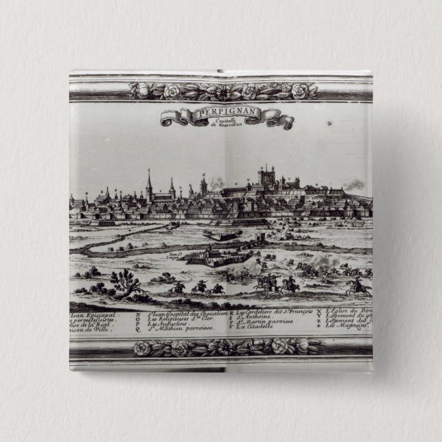 Ansicht von Perpignan, Südfrankreich, c.1645 Button (Vorderseite)