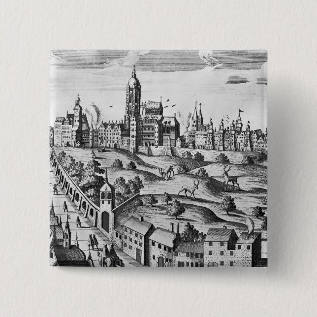 Ansicht von Prag den Kaiserpalast zeigend und Button (Vorderseite)
