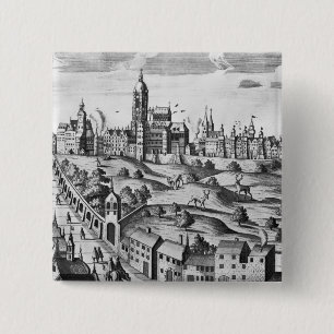 Ansicht von Prag den Kaiserpalast zeigend und Button
