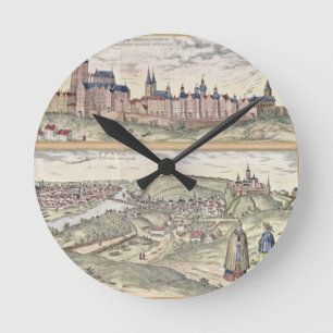 Ansicht von Prag-Vertretung (oben) der Runde Wanduhr