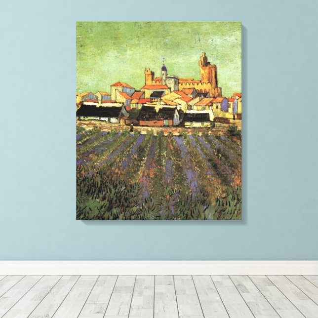 Ansicht von Saintes Maries von Vincent van Gogh Leinwanddruck (Insitu (Holzboden))