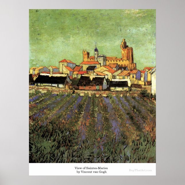 Ansicht von Saintes-Maries von Vincent van Gogh Poster (Vorne)