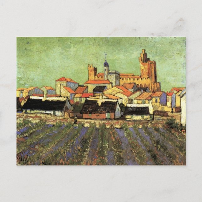 Ansicht von Saintes Maries von Vincent van Gogh Postkarte (Vorderseite)