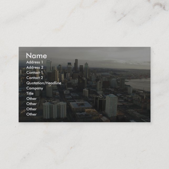Ansicht von Seattle-Stadt von der Spitze der Visitenkarte (Vorderseite)