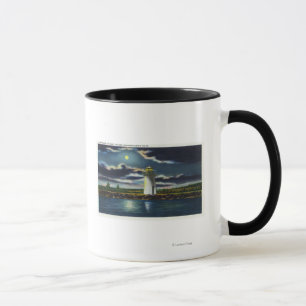 Ansicht von See Cobbosseecontee Leuchtturm nachts Tasse