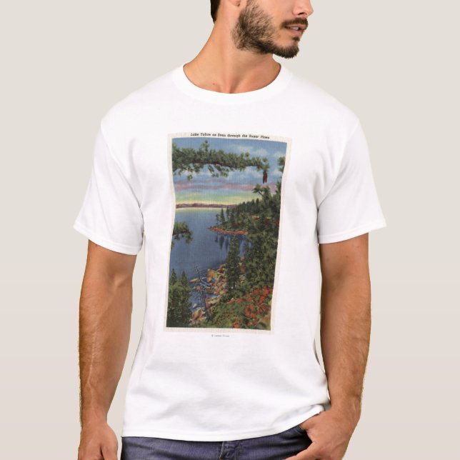 Ansicht von See durch Zuckerkiefern T-Shirt (Vorderseite)