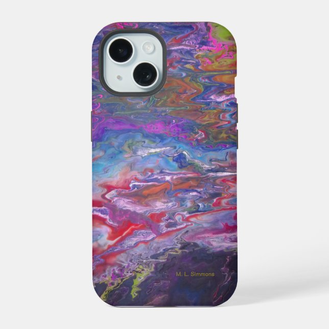 Ansicht von Space Paint Flow Art iPhone 15 Hülle (Rückseite)