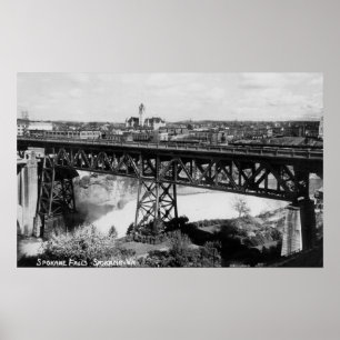 Ansicht von Spokanefällen und -brücke Poster