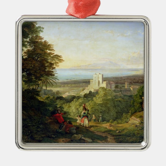 Ansicht von Terracina und von Monte Circeo, 1833 Silbernes Ornament (Vorne)