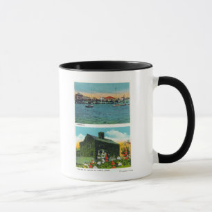 Ansicht von Ufergegend, alte Efeu-Hütte auf Tasse