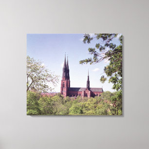 Ansicht von Uppsala-Kathedrale vom Schloss Leinwanddruck