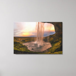 Ansicht von Wasserfall Islands Seljalandsfoss Leinwanddruck