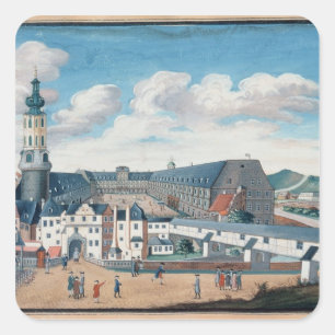 Ansicht von Weimar mit dem Schloss von Quadratischer Aufkleber