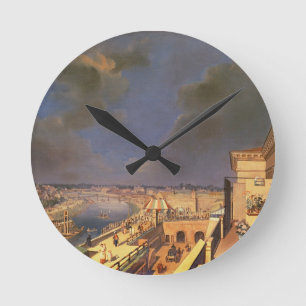 Ansicht von Wien, 1819 (Öl auf Leinwand) Runde Wanduhr