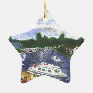 Ansicht von Wroxham Brücke Norfolk Broads Keramikornament