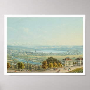 Ansicht von Zürich, c.1840 (w/c) Poster