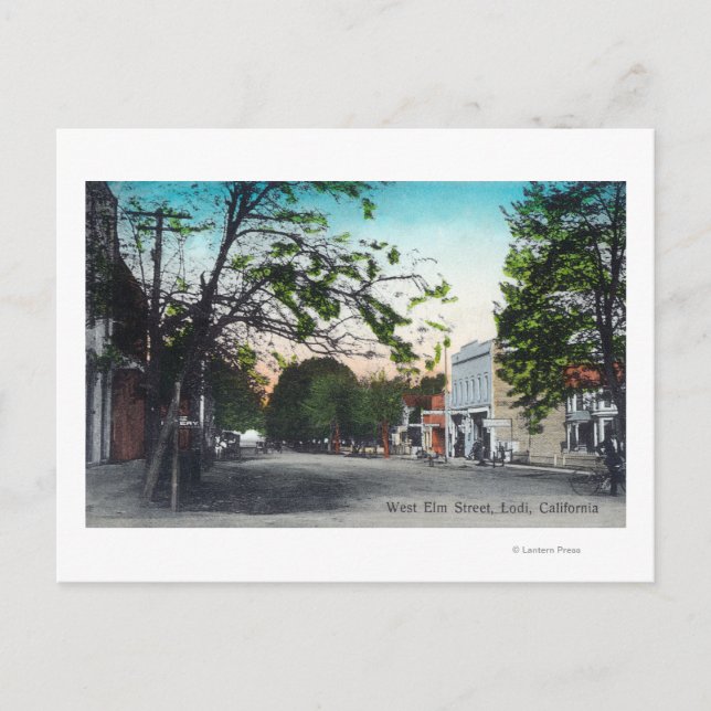 Ansicht West Elm StreetLodi, CA Postkarte (Vorderseite)