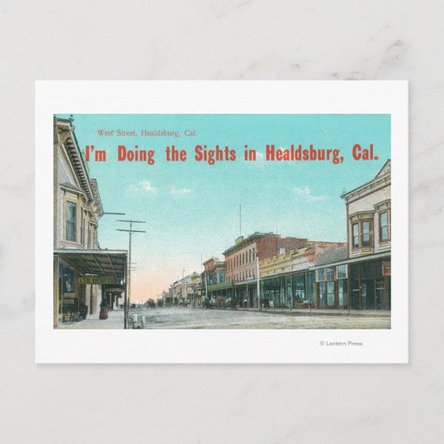 Ansicht West StreetHealdsburg, CA Postkarte (Vorderseite)