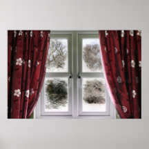 Ansicht zum Fenster zur Schneeszene