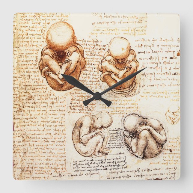 Ansichten eines Fetus in der Frau, Ob-Gyn Medical Quadratische Wanduhr (Vorderseite)