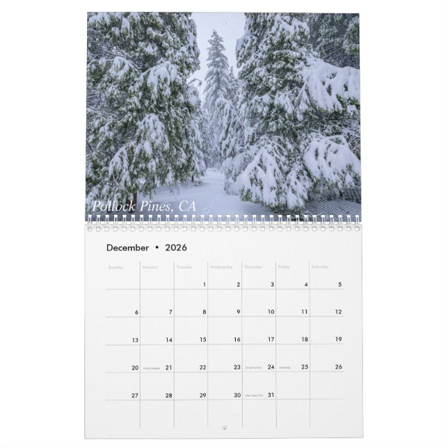 Ansichten Italiens, Frankreichs und Kaliforniens Kalender (Dez 2026)