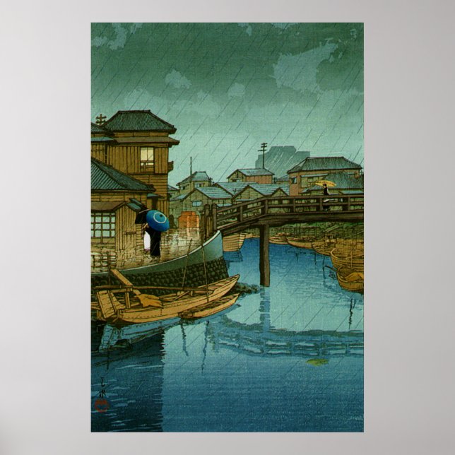 Ansichten von Tokaido Shinagawa Kawase Hasui Poster (Vorne)