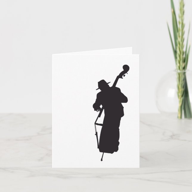 ansichtkaart silhouet double bass player karte (Vorderseite)