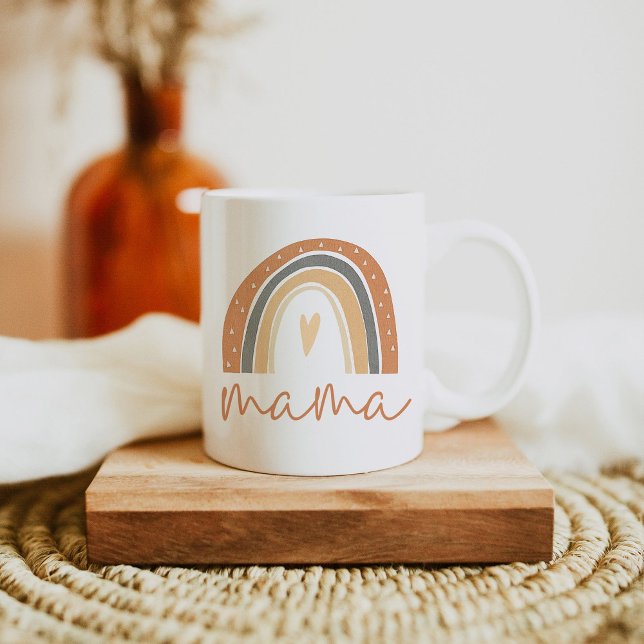 ANSLEY Boho Burnt Orange Rainbow Heart Mama Kaffeetasse (Von Creator hochgeladen)