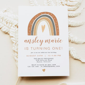 ANSLEY | Boho Burnt Orange Rust Rainbow Birthday Einladung
