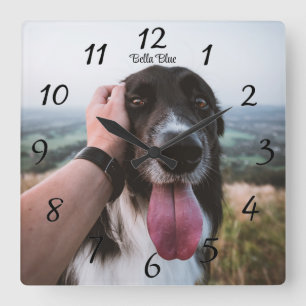 Ansprechende Personalisierte Hunde-Foto-Quadratwan Quadratische Wanduhr