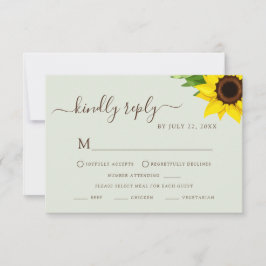 Ansprechkarte für die grün-rustikale Sonnenblume U RSVP Karte