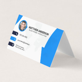 Ansprechpartner | Weltkarte | QR-Code | Blau Visitenkarten