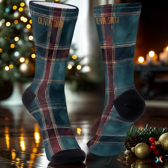 Anspruchsvolle Aquamarine Weihnachten und Burgunde Socken (Von Creator hochgeladen)