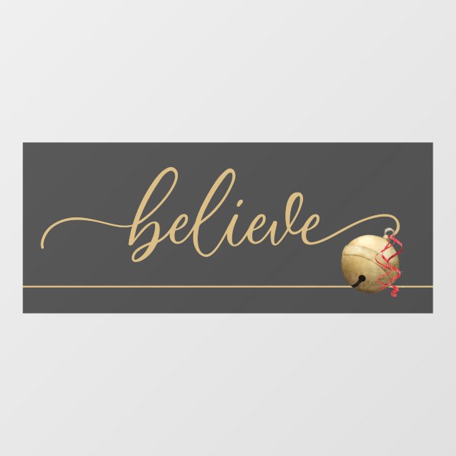 Anspruchsvolle BELIEVE Jingle Bell Weihnachten Fensteraufkleber (Blatt)