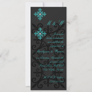 Anspruchsvolle Black and Aqua Engagement Party Einladung