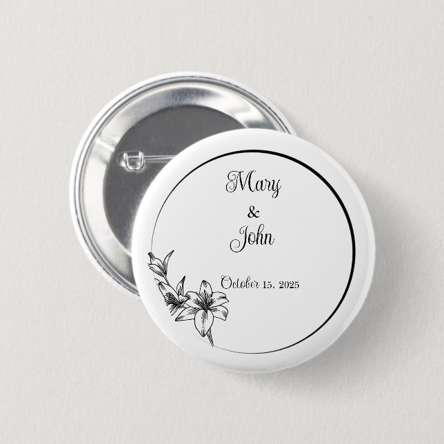 Anspruchsvolle Elegance Wedding Keepake Button (Vorne & Hinten)