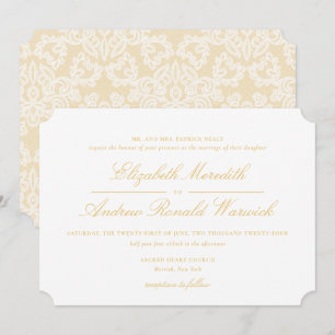 Anspruchsvolle Gold-Spitzen-Skripte für Hochzeitsf Einladung