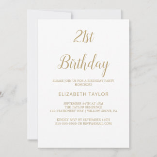 Anspruchsvolle Goldkalligraphie 21. Geburtstag Einladung